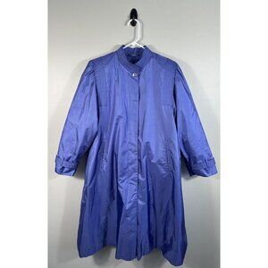 Vtg Chiango By Fleet Street Coat Womens 16 Purple Blue Trench Rain‎ Jacket Lined